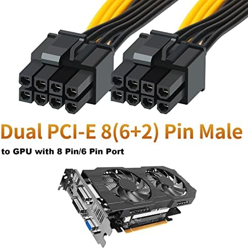Amangny 2 Csomag GPU-s VGA PCIe 8 Pin Női Dual 8(6+2) Pin-Férfi Grafikus Kártya Y Elosztó hálózati Kábel