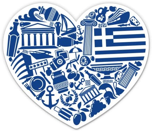 Görögország Szív görög Kultúra Utazás - 5 Vinyl Matrica - Autós Laptop i-Pad - Vízálló Matrica