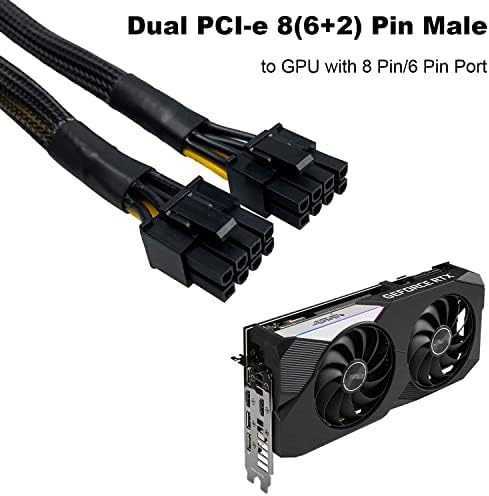 Amangny 16 AWG VGA GPU 8 Pin-Dual 8(6+2) Pin Adapter PCI-E Bányász Grafika, Videó Kártya Ujjú Fonott Elosztó