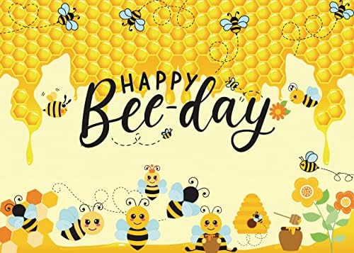 LYCGS 8X6FT Happy Bee Nap Háttérben Sárga Honeycomb Hátteret Happy Bee Nap Banner Méh a Virágok, Születésnap