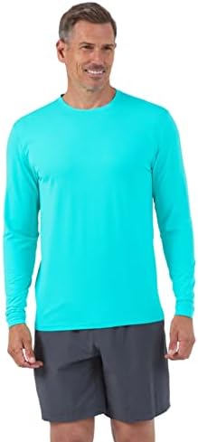 IBKUL Férfi Athleisure Viselni fényvédő UPF 50+ Icefil Hűtési Technológia Hosszú Ujjú Sleeve T-Shirt -