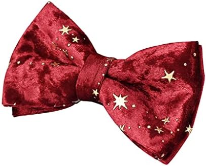 WZHSDKL Személyre szabott Nyakörv Karácsonyi Piros Bársony csokornyakkendő Pet Nyakörvet Szett Arany Csillag