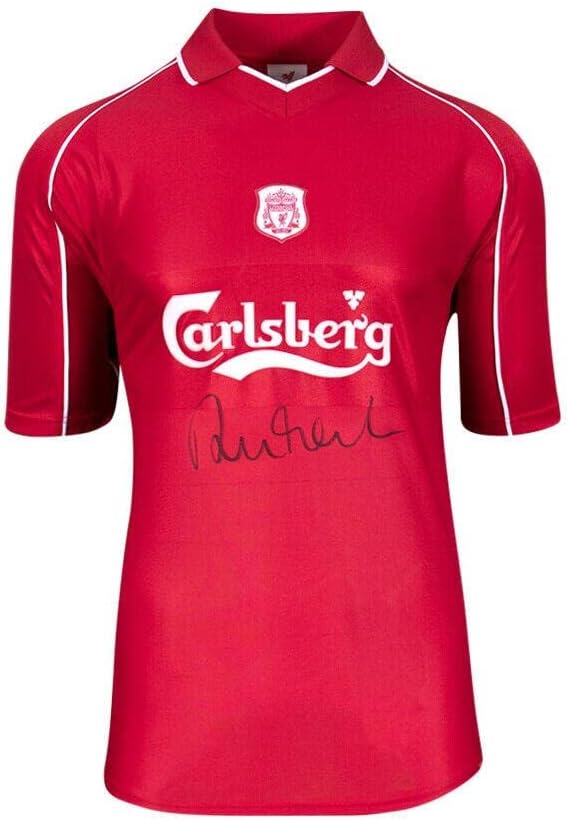 Robbie Fowler Aláírt Liverpool Ing - Haza, 2000-2001 Autogramot Jersey - Dedikált Foci Mezek