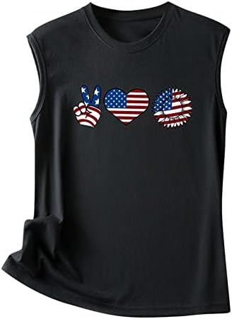 Július 4-Ing Tartály Tetejét a Nők Ujjatlan U Nyak Tshirt Tartály Tetejét USA Zászló Csíkos Tie-Dye Hazafias