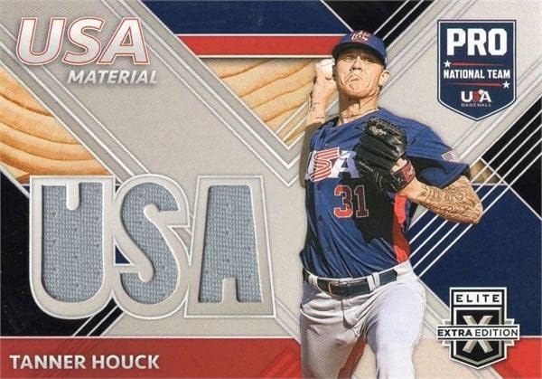 Tanner Houck játékos kopott jersey-i javítás baseball kártya (USA Csapata, a Red Sox) 2020 Panini Elit