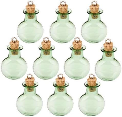 10 Db Mini Színes Üveg Aranyos Üvegek Üveg parafa Kívánom, parafa Üveg üveg üveg medál (Zöld, lapos, kerek)