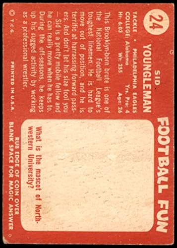 1958 Topps 24 Sid Youngelman Philadelphia Eagles (Foci Kártya) VG Sasok Alabama