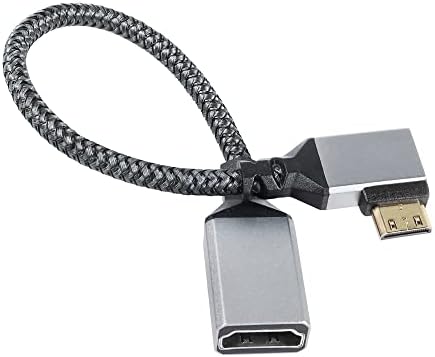 RIIEYOCA 4K Mini HDMI-HDMI Adapter Kábel,90 Fokos Bal Szög Mini HDMI Male-HDMI Női Alumínium Rövid Fonott