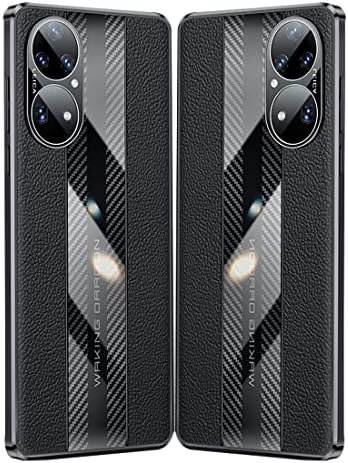 LONUO Telefon Esetében Borító Bőr + Szénszálas Esetben Tervezett Kompatibilis Huawei P50 Pro Kamera Védelem,