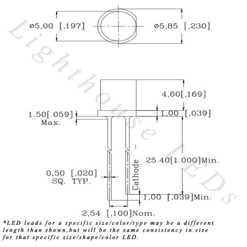 5mm Lapos Tetején Széles Látószögű UV/Lila LED - Széles Látószögű (Csomag 20)