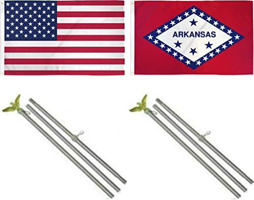 AES 3x5 3 'x5 USA-ban az Amerikai w/State of Arkansas Zászló w/Két 6' Horganyzott Zászlórúd Pole Készletek