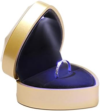 KAKKOII Szív Alakú Gyűrűt Doboz LED Bársony Ékszer Kijelző, Ajándék Doboz, Javaslatát,Eljegyzés,Esküvő