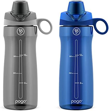 Ello Pogo 18oz Műanyag Resuable Víz Üveg 2-Pack Chug Fedelét, majd Fogantyú, BPA Mentes, Sport, s Utazás