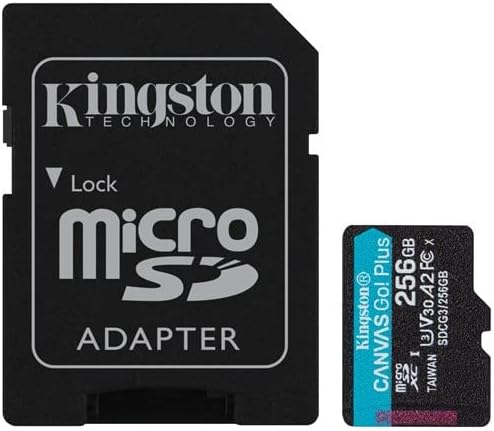 Kingston 256 gb-os microSDXC Vászon Go Plus 170MB/s olvasási UHS-én, C10, U3, V30, A2/A1 Memóriakártya