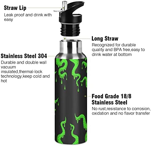 Glaphy Zöld Polip Csápjai Víz Üveg Szalma Fedél, BPA-Mentes, 32 oz vizes Palackok Szigetelt Rozsdamentes