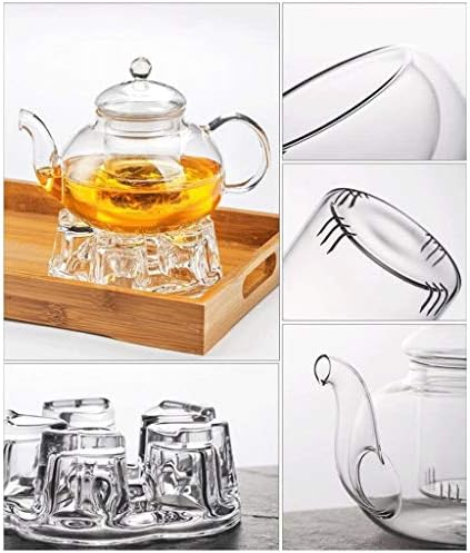 Megvastagodása Üveg Kung Fu Tea Set Home Szűrő hőálló Üveg Tea Virág Teáskanna Csomag 600ml Csésze Tea