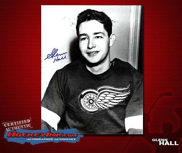 Glenn Hall ALÁÍRT Red Wings 8X10 Fotó -70143 - Dedikált NHL-Fotók