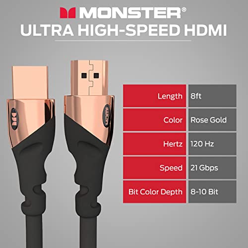 Szörny HDMI-HDMI 4K Ultra Nagy Sebességű Rose Gold 2.1 Kábel – 21 Gbps, 4K 60 hz-en a Kiváló Videó, Hang