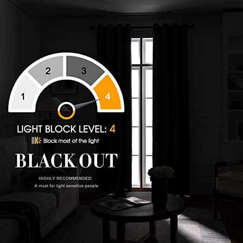 Rutterllow Dupla Réteg Fekete Bélés Teljesen Sötétség Blackout Függöny 95 Hüvelykes Hossza 2 Panelek -