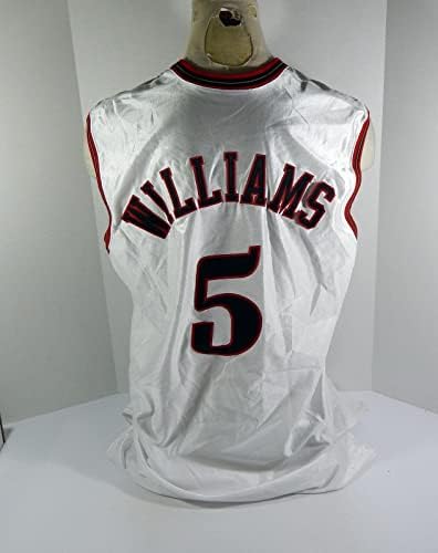 2002-03 Philadelphia 76ers Monty Williams 5 Játék Kiadott Fehér Jersey 50 DP34207 - NBA Játék Használt