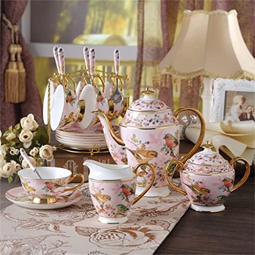 ZLXDP Rózsaszín Madár porcelán Kávés Készlet Porcelán Tea Speciális Kerámia cserép Kancsó Kancsó Teaset