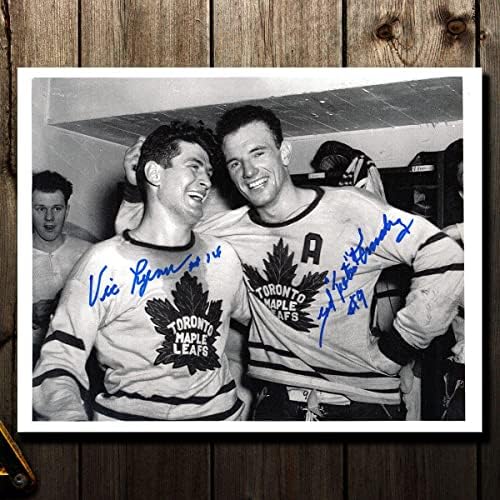 Vic Lynn & Ted Kennedy Toronto Maple Leafs Kettős Dedikált 8x10 Fotó - Dedikált NHL-Fotók