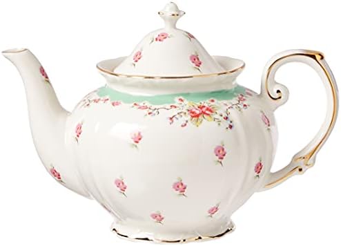 Gracie Kína által Tengerpart Import Zöld 5-Kupa Gracie Kína Vintage Rose Porcelán Teáskanna