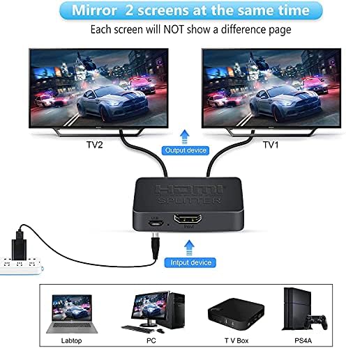 HDMI Splitter 1, a 2, 4K HDMI Splitter Dual Monitor Másolat/Tükör Csak, 1x2 HDMI Splitter 1 2 Erősítő