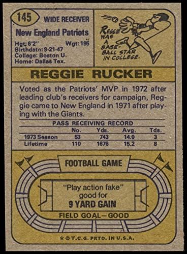 1974 Topps 145 Reggie Rucker New England Patriots (Foci Kártya) NM/MT Boston Patriots U