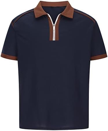 lcepcy Férfi Tshirt Cipzár Elterjedt Gallér Alkalmi Póló, Csíkos, Hosszú Ujjú Slim Fit Golf Póló Férfi