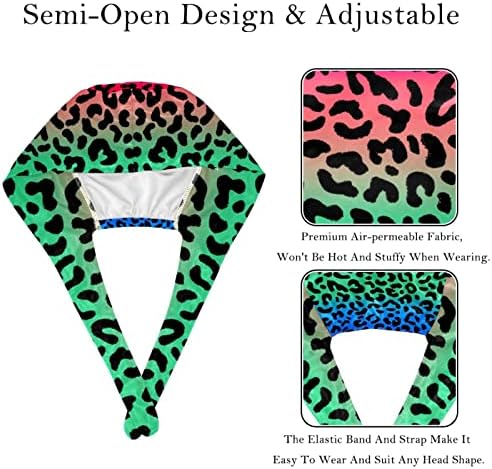 DEYYA 2 Csomag Dolgozó Kap a Gomb & Hajpánt Női Hosszú Haj Nyakkendő Állítható Hátsó Sapka Gradiens Leopard