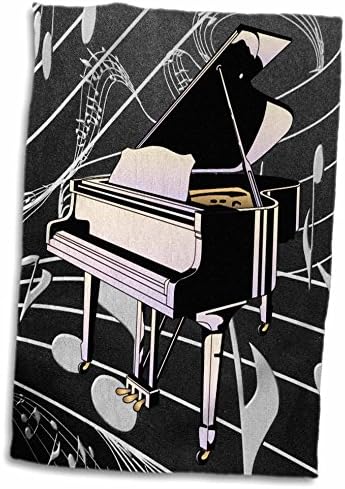 3dRose Art Deco Fekete, Rózsaszín Zongora Fekete Háttér Zene - Törölköző (twl-39052-1)