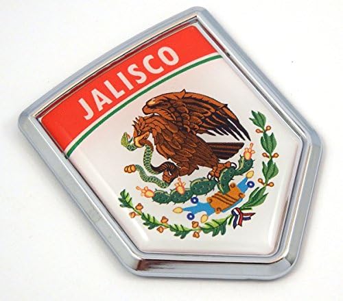 Jalisco, Mexikó Mexikói Zászló Autó Jelkép Chrome Kerékpár Matrica 3D Matrica MX22