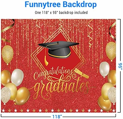 Funnytree 7X5FT Arany, Vörös 2023 Osztály Érettségi Hátteret Fotózás Legénybúcsú Sapka, Lufi Congrats