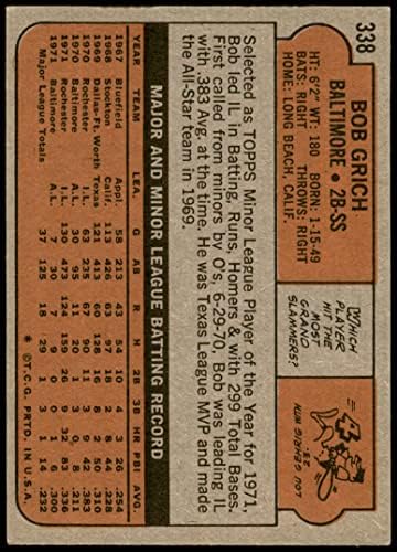1972 Topps 338 Bobby Grich Baltimore Orioles (Baseball Kártya) EX+ Orioles