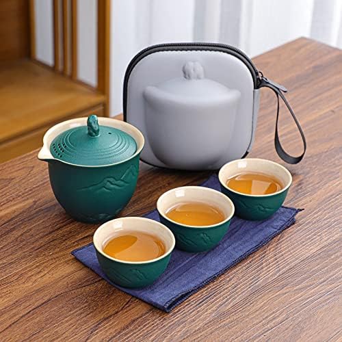 Utazási Teás Készlet,Hordozható TeaSet,Kínai Tea,Kerámia Mini kung fu-ja Teáskanna 3 Teacupsfor Utazás