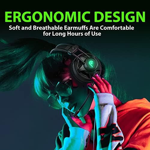Fosmon Gaming Headset Mikrofonnal, Hangerő Vezérlés, 3D Surround Erős Basszus Át, Fülhallgató, Ergonómikus