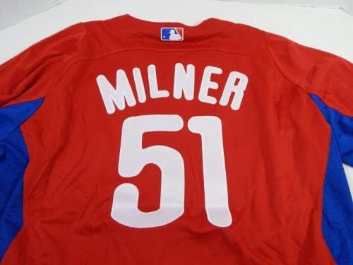 2011-13-as Philadelphia Phillies Hoby Milner 51 Játékban Használt Piros Mez ST BP 46 88 - Játék Használt