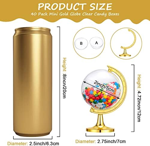 40 Csomag Mini Arany Glóbusz Tiszta Édességet Dobozok Föld Alakú Fél Javára Konténerek Candy Műanyag Dobozban
