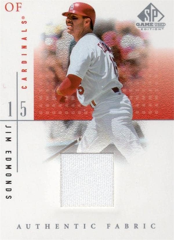Jim Edmonds játékos kopott jersey-i javítás baseball kártya (St. Louis Cardinals) 2001 Felső szint Szövet