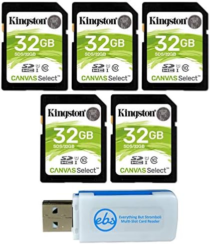 Kingston 32GB SD Memóriakártya (5 Csomag) Vászon Válassza ki SDHC Memóriakártya Class 10 UHS-1 (SDS/32GB)