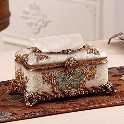 Anncus Kiváló minőségű gyanta faragás Európai szövet doboz doboz palota retro luxus dekoráció - (Méret: