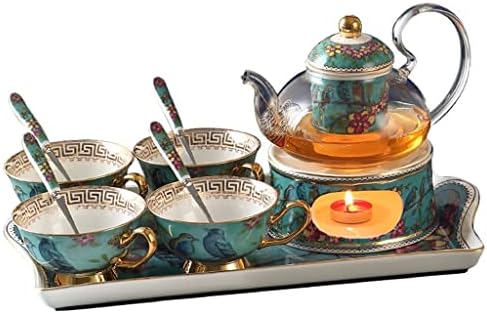 CHYSP Lelkipásztori Stílus Virág Tea Set Kreatív Üveg Fűtött Délutáni Tea Csésze Gyümölcs Tea Set Kényes