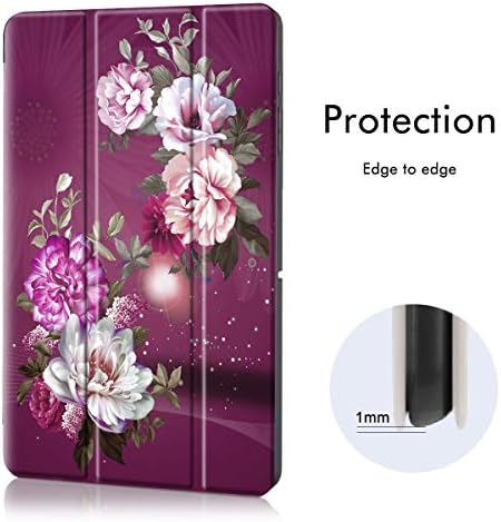Hocase Galaxy Tab S7 Plus Esetben, PU Bőr Smart Flip tok Aranyos Virág Design, Automatikus Alvó Ébred