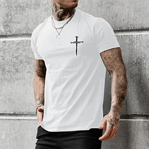 UBST 2022 Új Nyári Férfi Katona Rövid Ujjú T-shirt Slim Fit Jézus Kereszt Nyomtatás Sleeve Tshirt Alapvető