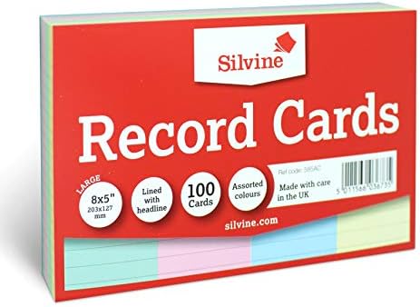 Silvine 126 x 77 mm Döntött Rekordot Kártya - Válogatott (Csomag 100)-P 203 x 127 mm