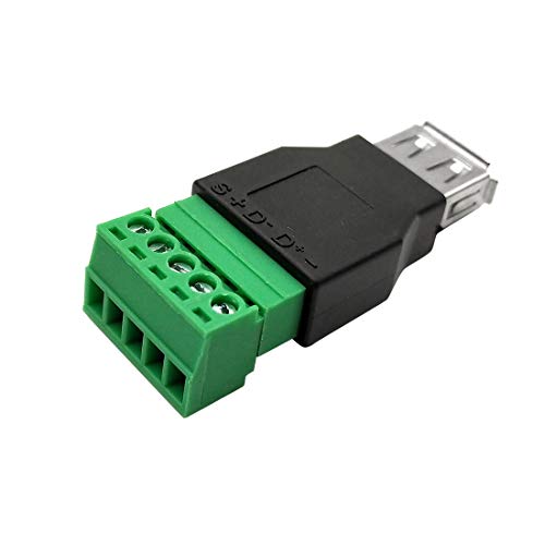 JMT 2Pack USB-Férfi/Női Terminál Zöld Adapter USB Hosszabbító Terminál Átalakító 5pin Terminál Dugaszolható