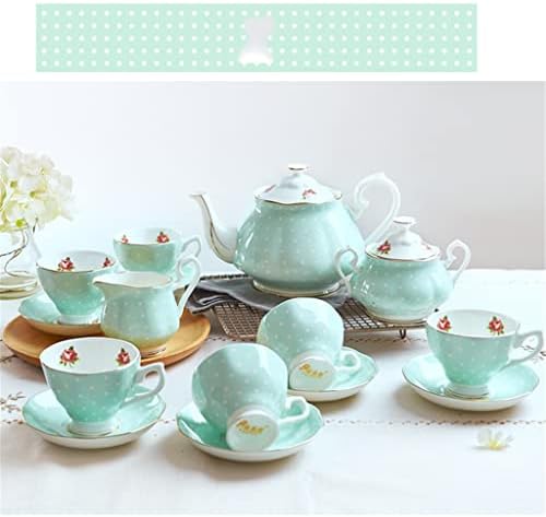 HDRZR Zöld pöttyös teáskanna meghatározott kupa kerámia teáskanna teáscsésze délutáni tea set háztartási
