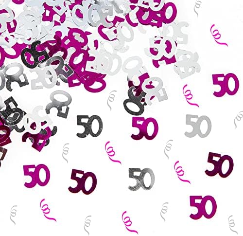 14g Rózsaszín & Ezüst 50 Születésnapi Konfetti Fólia Fémes Csillogást Táblázat Scatter Hinti Kor Bday