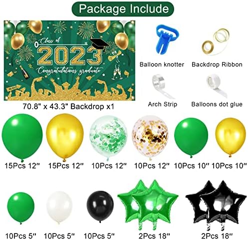 Avezano Zöld Érettségi Party Dekoráció 2023, Diplomaosztó Buli Kellékek Léggömb Arch Készlet, Zöld, Arany